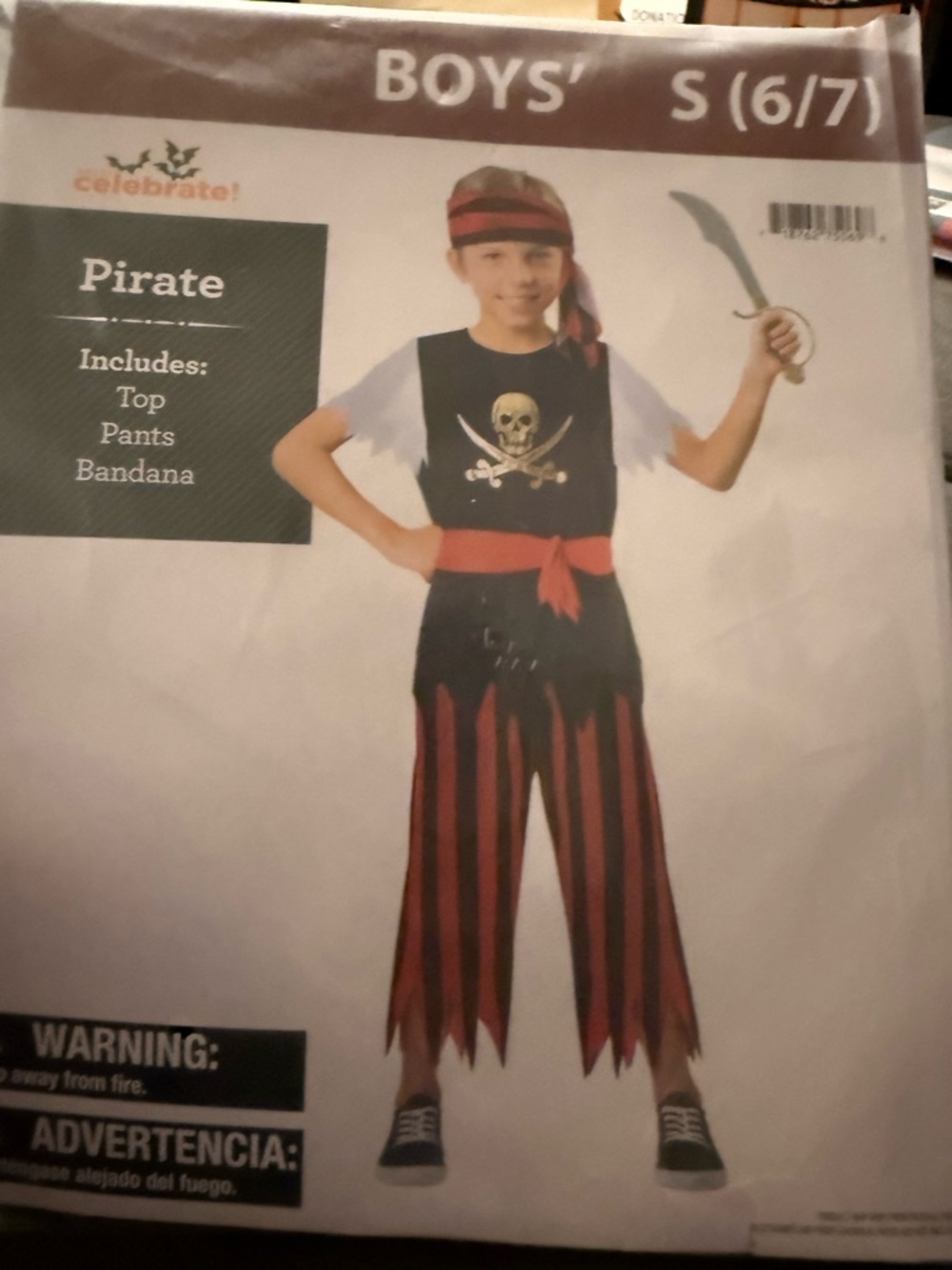 Boys' Red & Black Pirate Costume - Includes Top, Pants & Bandana